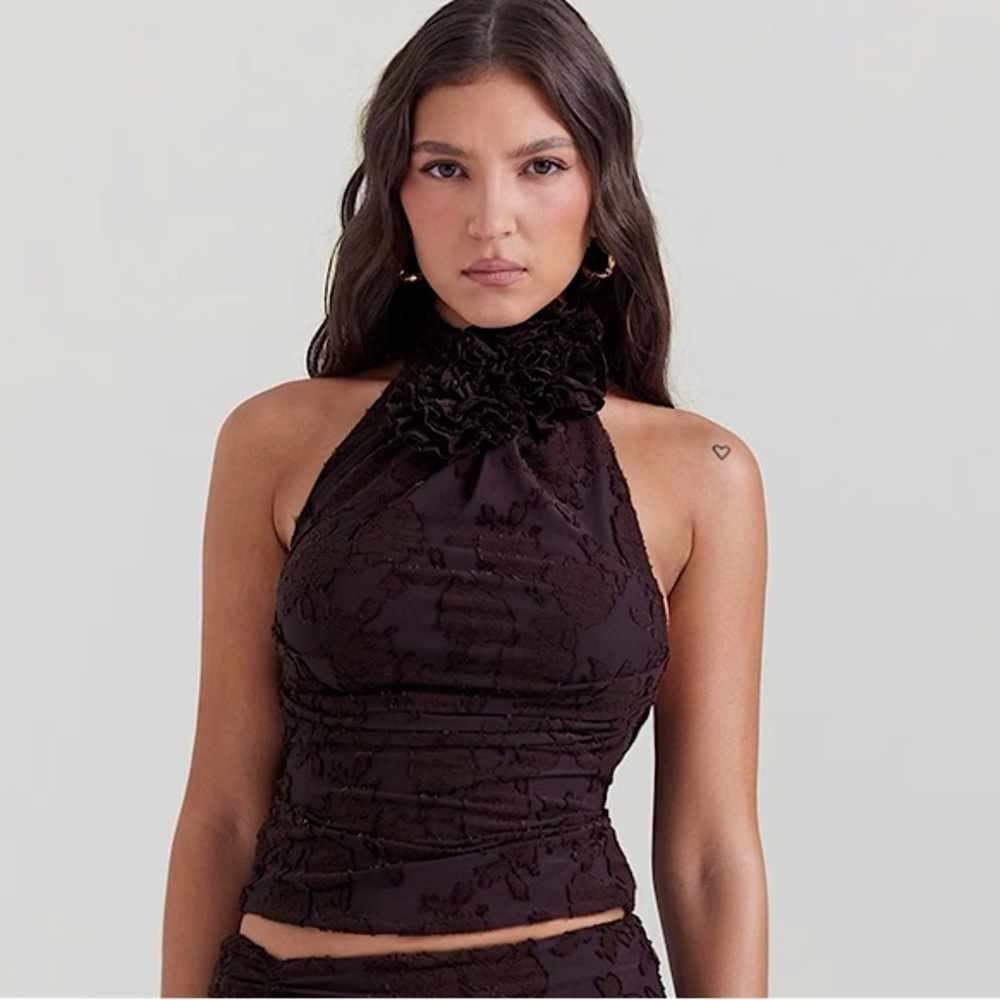 House of CB KYRA Cocoa Halter Top